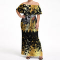 Personalised Collingwood Magpies City Of Football Team Off Shoulder Maxi Dress Melbourne City Skyline Illustration Sport Fan