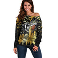 Personalised Collingwood Magpies City Of Football Team Off Shoulder Sweater Melbourne City Skyline Illustration Sport Fan