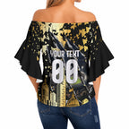 Personalised Collingwood Magpies City Of Football Team Off Shoulder Wrap Waist Top Melbourne City Skyline Illustration Sport Fan