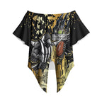 Personalised Collingwood Magpies City Of Football Team Off Shoulder Wrap Waist Top Melbourne City Skyline Illustration Sport Fan