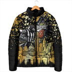 Personalised Collingwood Magpies City Of Football Team Padded Jacket Melbourne City Skyline Illustration Sport Fan