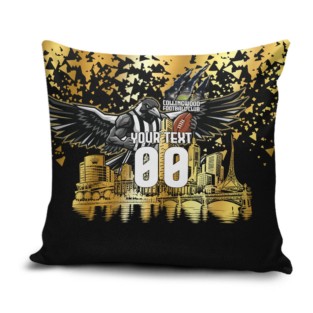 Personalised Collingwood Magpies City Of Football Team Pillow Cover Melbourne City Skyline Illustration Sport Fan