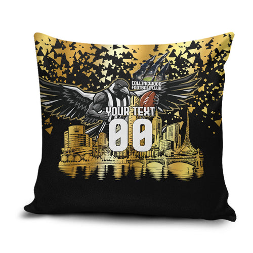 Personalised Collingwood Magpies City Of Football Team Pillow Cover Melbourne City Skyline Illustration Sport Fan