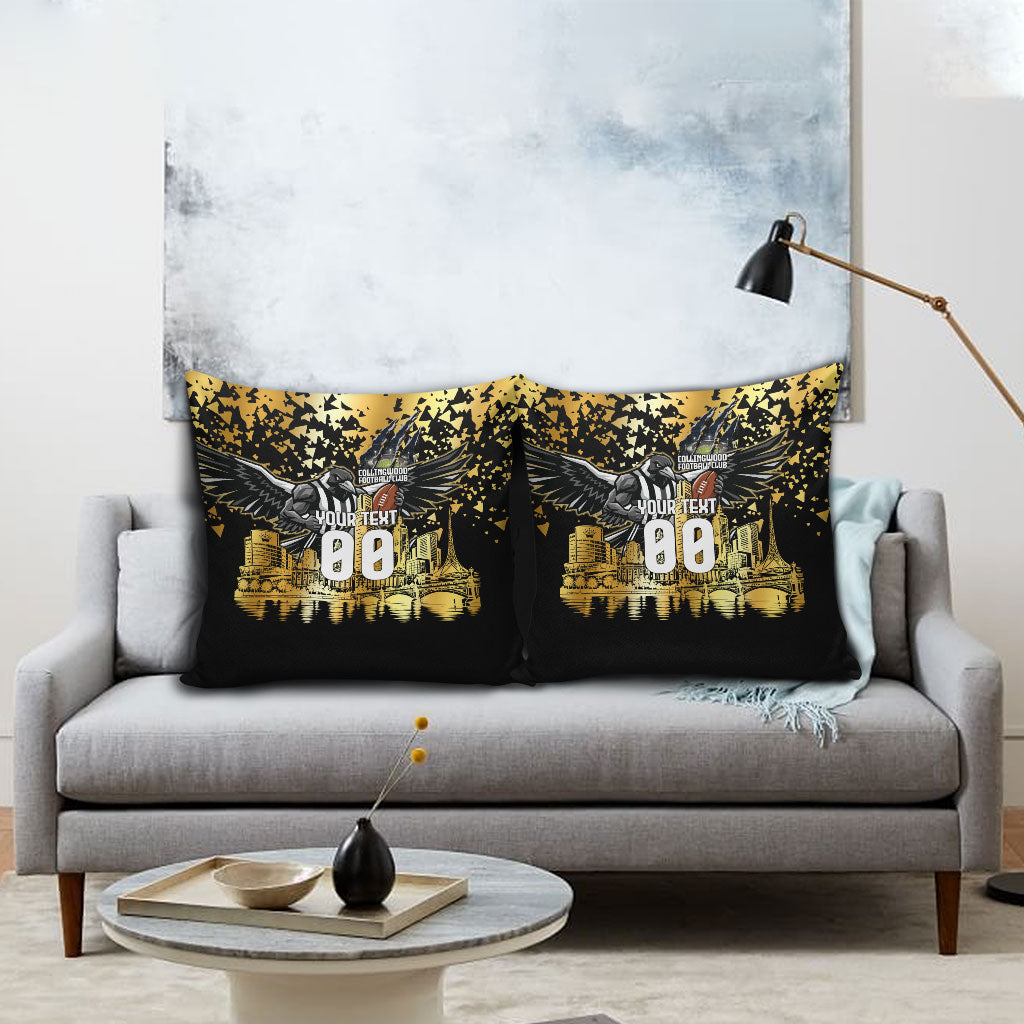 Personalised Collingwood Magpies City Of Football Team Pillow Cover Melbourne City Skyline Illustration Sport Fan