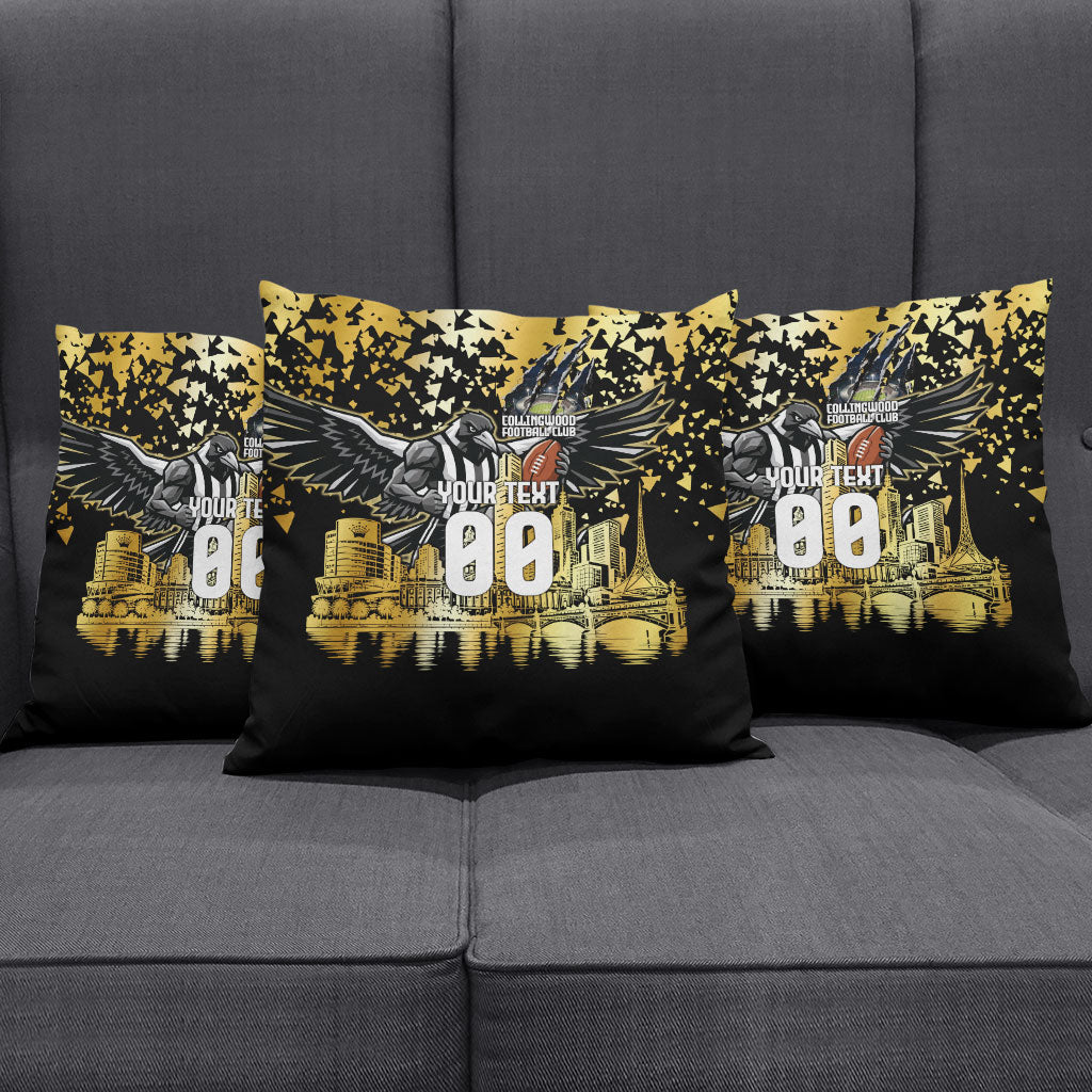 Personalised Collingwood Magpies City Of Football Team Pillow Cover Melbourne City Skyline Illustration Sport Fan