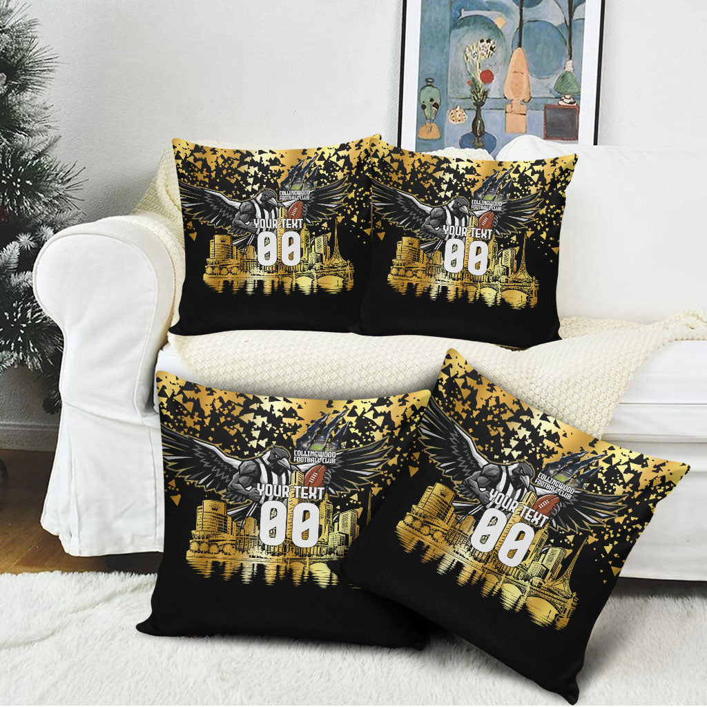 Personalised Collingwood Magpies City Of Football Team Pillow Cover Melbourne City Skyline Illustration Sport Fan