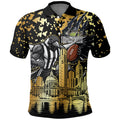 Personalised Collingwood Magpies City Of Football Team Polo Shirt Melbourne City Skyline Illustration Sport Fan