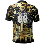 Personalised Collingwood Magpies City Of Football Team Polo Shirt Melbourne City Skyline Illustration Sport Fan