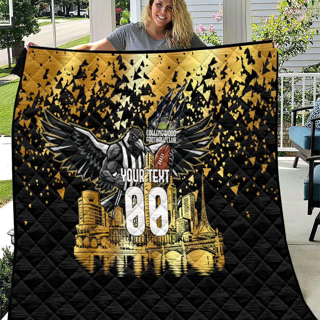 Personalised Collingwood Magpies City Of Football Team Quilt Melbourne City Skyline Illustration Sport Fan