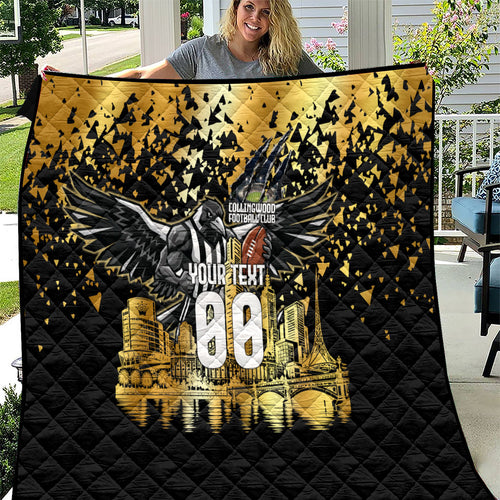 Personalised Collingwood Magpies City Of Football Team Quilt Melbourne City Skyline Illustration Sport Fan