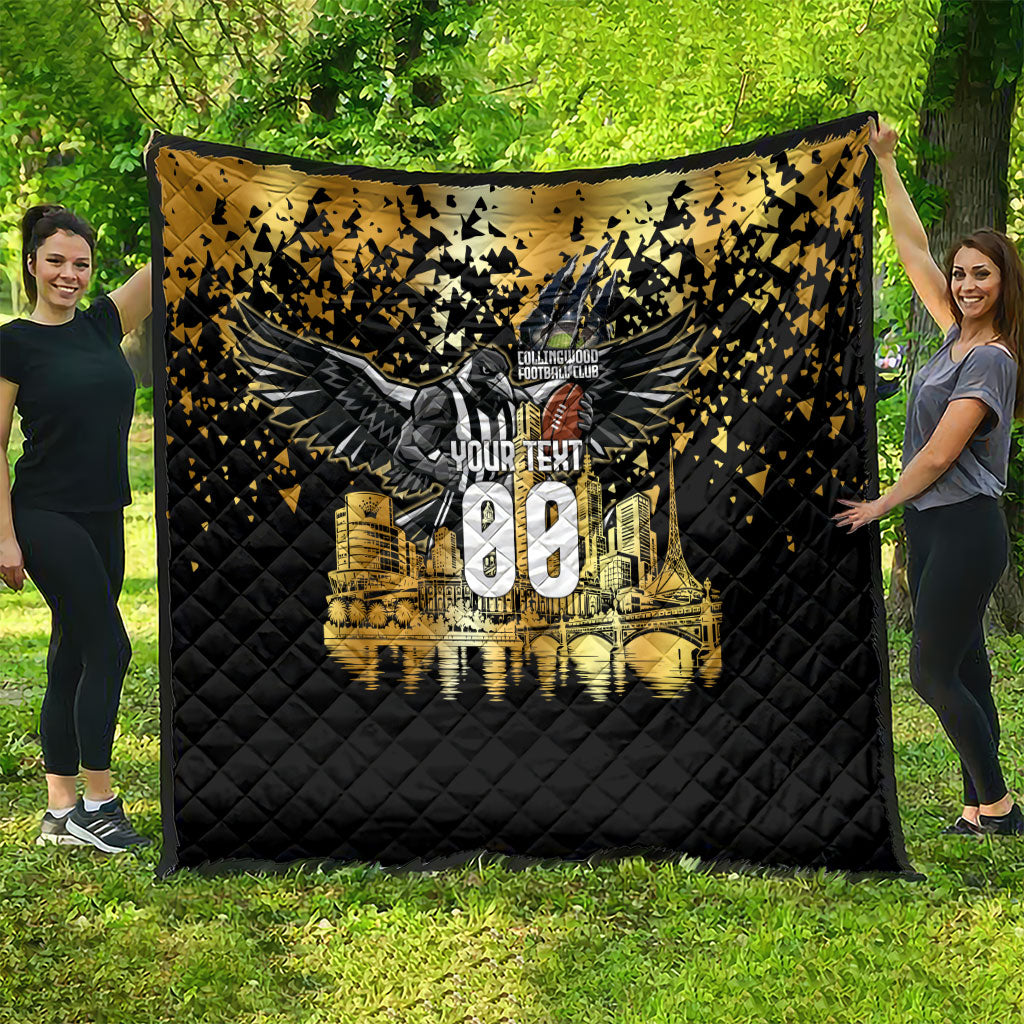 Personalised Collingwood Magpies City Of Football Team Quilt Melbourne City Skyline Illustration Sport Fan