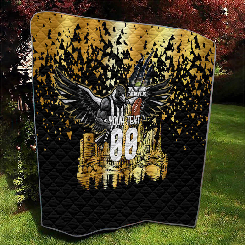 Personalised Collingwood Magpies City Of Football Team Quilt Melbourne City Skyline Illustration Sport Fan