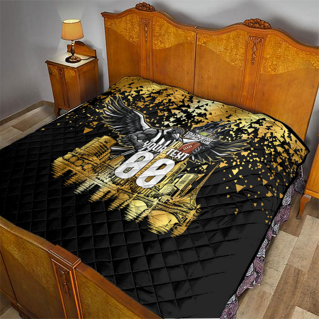 Personalised Collingwood Magpies City Of Football Team Quilt Melbourne City Skyline Illustration Sport Fan