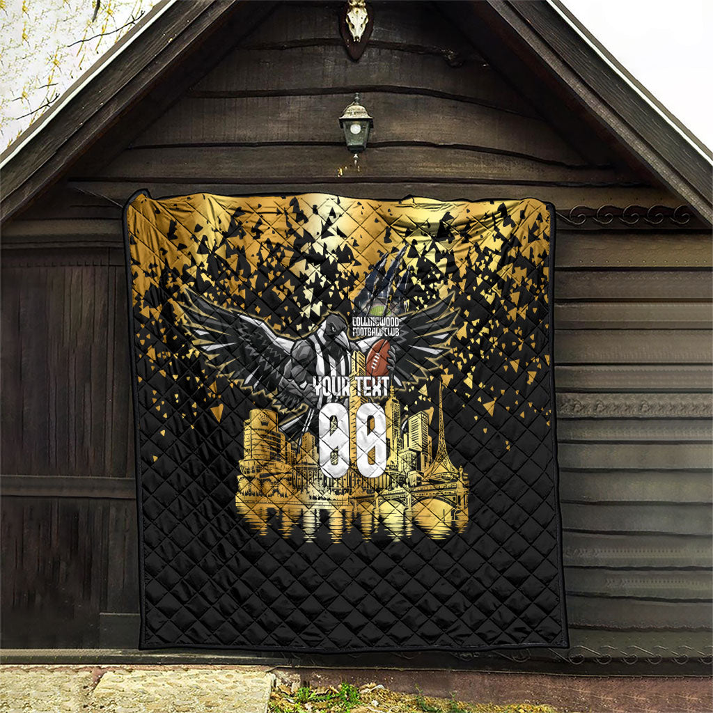 Personalised Collingwood Magpies City Of Football Team Quilt Melbourne City Skyline Illustration Sport Fan