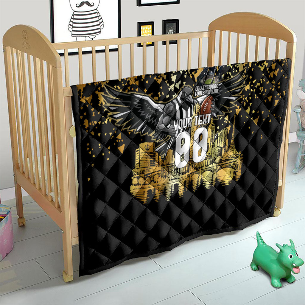 Personalised Collingwood Magpies City Of Football Team Quilt Melbourne City Skyline Illustration Sport Fan
