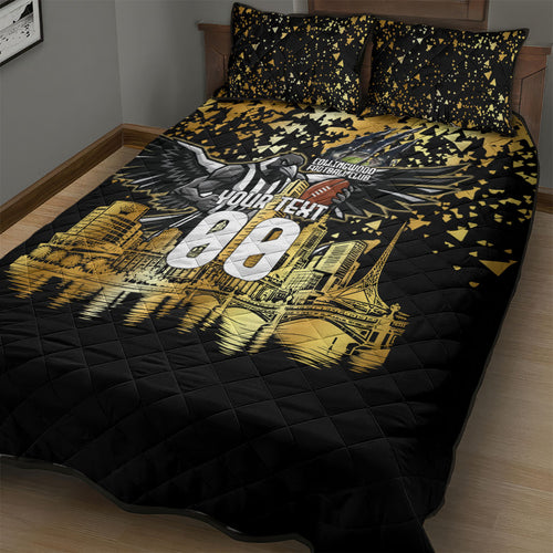 Personalised Collingwood Magpies City Of Football Team Quilt Bed Set Melbourne City Skyline Illustration Sport Fan