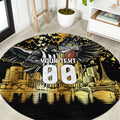 Personalised Collingwood Magpies City Of Football Team Round Carpet Melbourne City Skyline Illustration Sport Fan