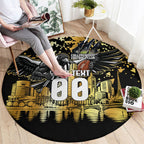 Personalised Collingwood Magpies City Of Football Team Round Carpet Melbourne City Skyline Illustration Sport Fan
