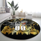 Personalised Collingwood Magpies City Of Football Team Round Carpet Melbourne City Skyline Illustration Sport Fan