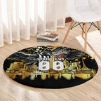 Personalised Collingwood Magpies City Of Football Team Round Carpet Melbourne City Skyline Illustration Sport Fan