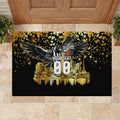 Personalised Collingwood Magpies City Of Football Team Rubber Doormat Melbourne City Skyline Illustration Sport Fan