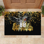 Personalised Collingwood Magpies City Of Football Team Rubber Doormat Melbourne City Skyline Illustration Sport Fan