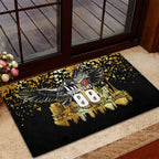 Personalised Collingwood Magpies City Of Football Team Rubber Doormat Melbourne City Skyline Illustration Sport Fan