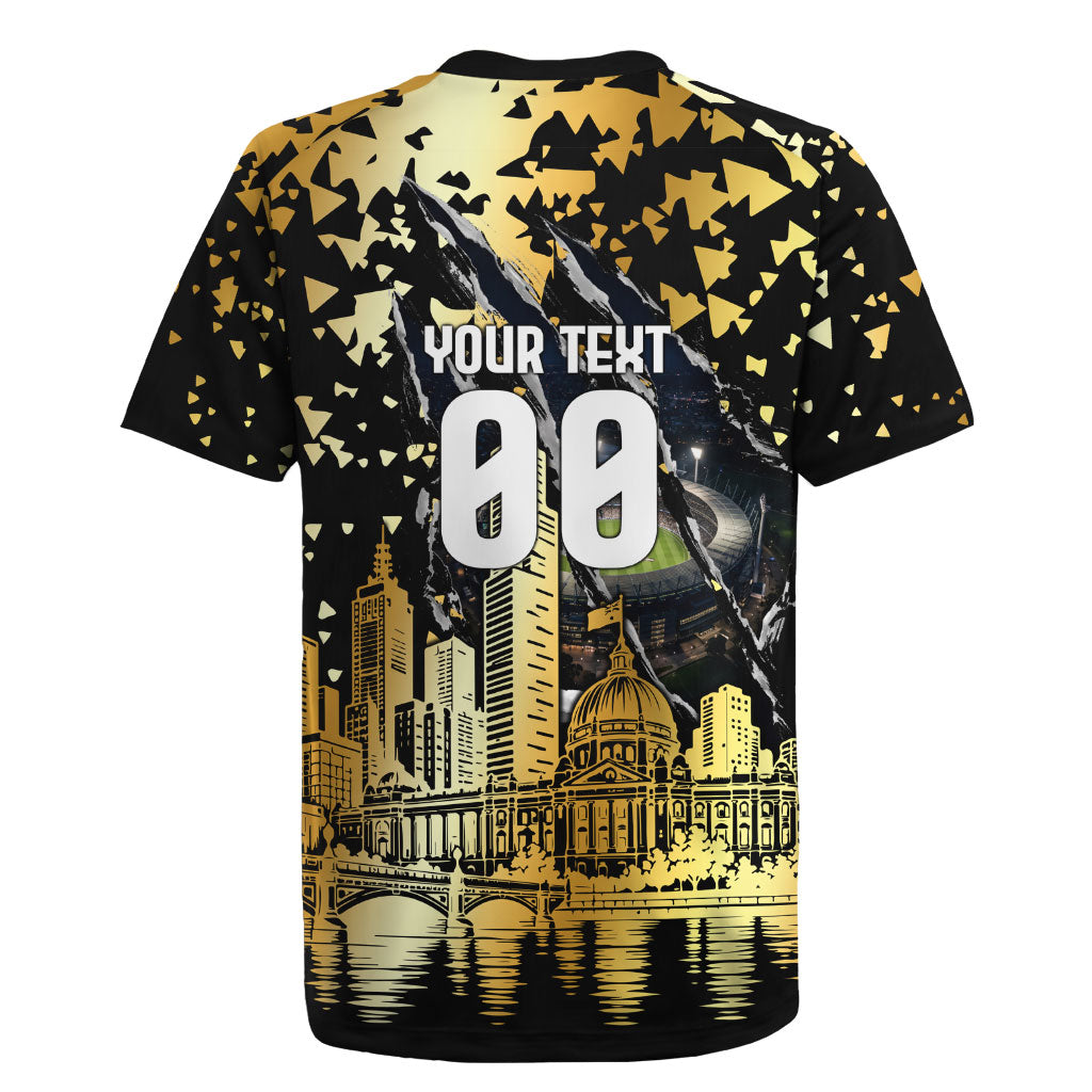 Personalised Collingwood Magpies City Of Football Team Rugby Jersey Melbourne City Skyline Illustration Sport Fan