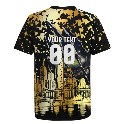 Personalised Collingwood Magpies City Of Football Team Rugby Jersey Melbourne City Skyline Illustration Sport Fan