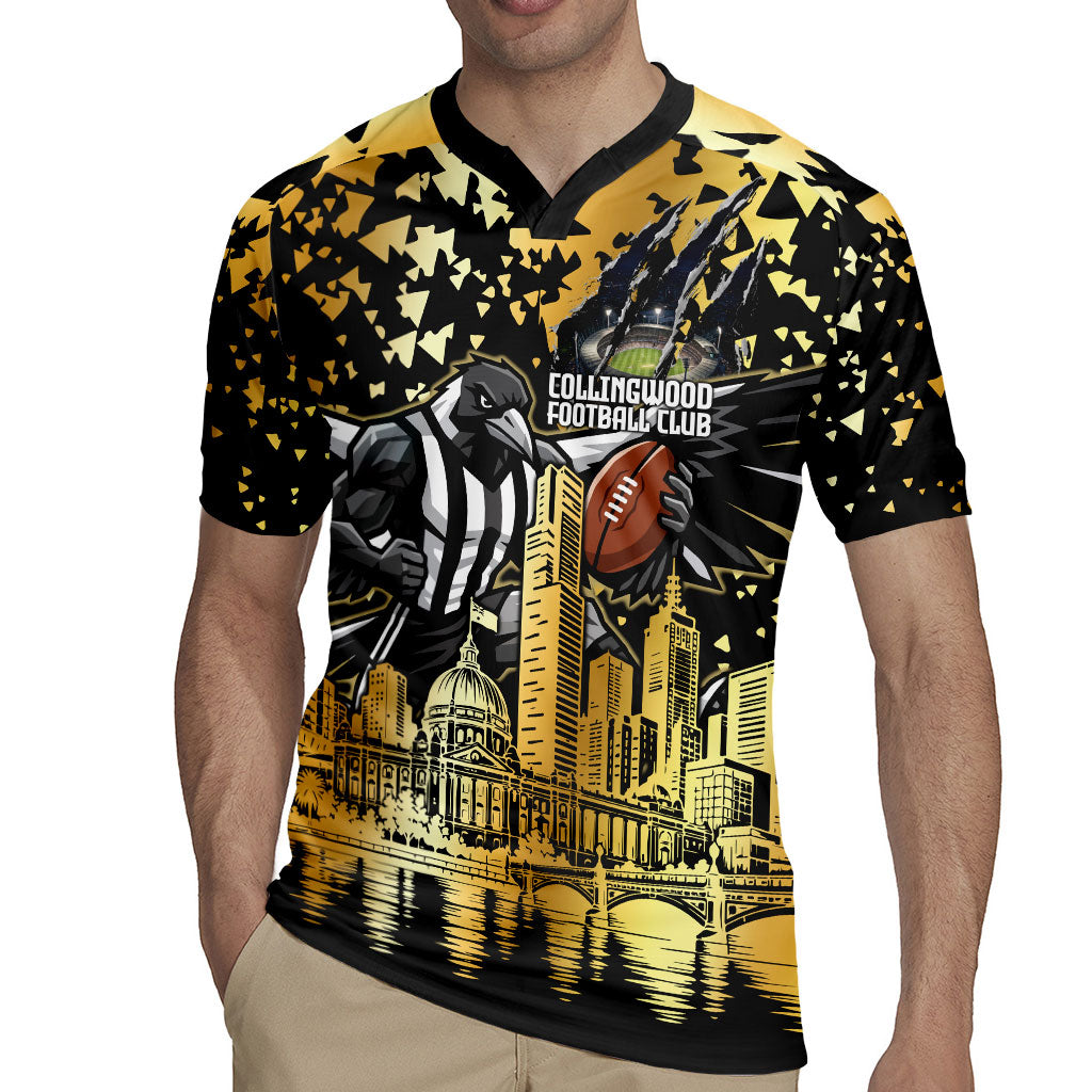 Personalised Collingwood Magpies City Of Football Team Rugby Jersey Melbourne City Skyline Illustration Sport Fan