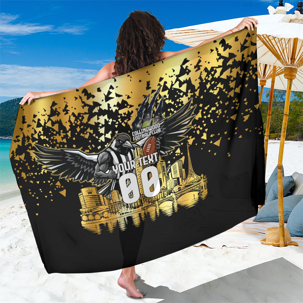 Personalised Collingwood Magpies City Of Football Team Sarong Melbourne City Skyline Illustration Sport Fan