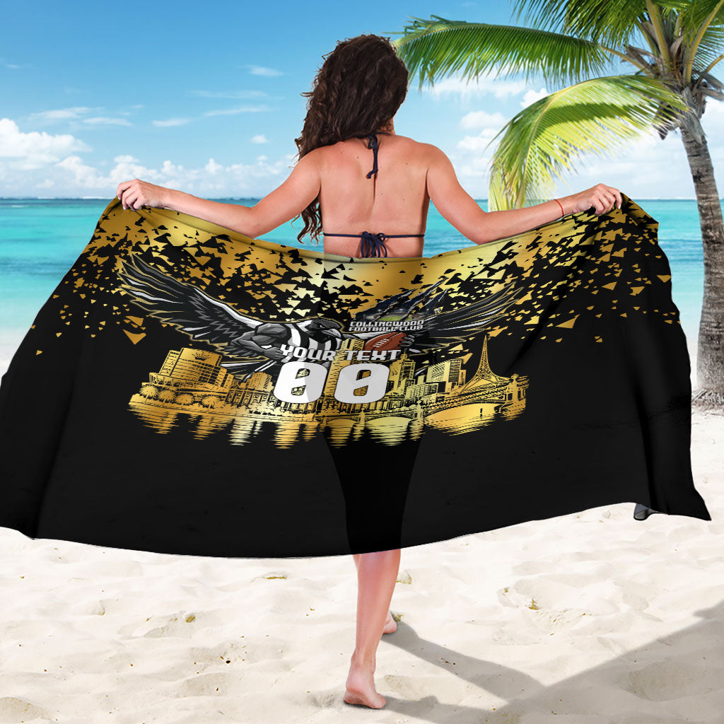 Personalised Collingwood Magpies City Of Football Team Sarong Melbourne City Skyline Illustration Sport Fan