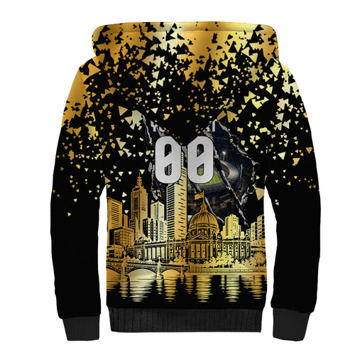 Personalised Collingwood Magpies City Of Football Team Sherpa Hoodie Melbourne City Skyline Illustration Sport Fan