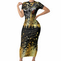Personalised Collingwood Magpies City Of Football Team Short Sleeve Bodycon Dress Melbourne City Skyline Illustration Sport Fan