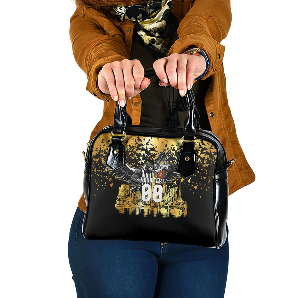 Personalised Collingwood Magpies City Of Football Team Shoulder Handbag Melbourne City Skyline Illustration Sport Fan