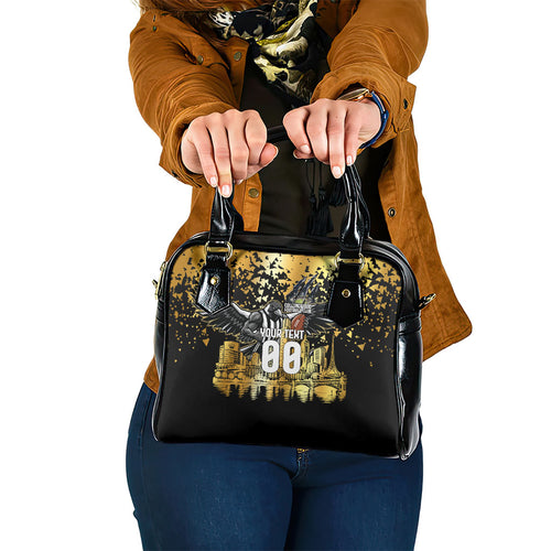 Personalised Collingwood Magpies City Of Football Team Shoulder Handbag Melbourne City Skyline Illustration Sport Fan