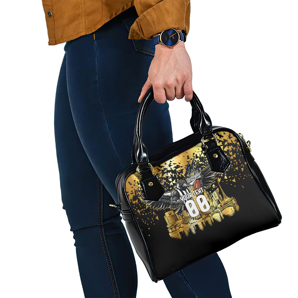 Personalised Collingwood Magpies City Of Football Team Shoulder Handbag Melbourne City Skyline Illustration Sport Fan