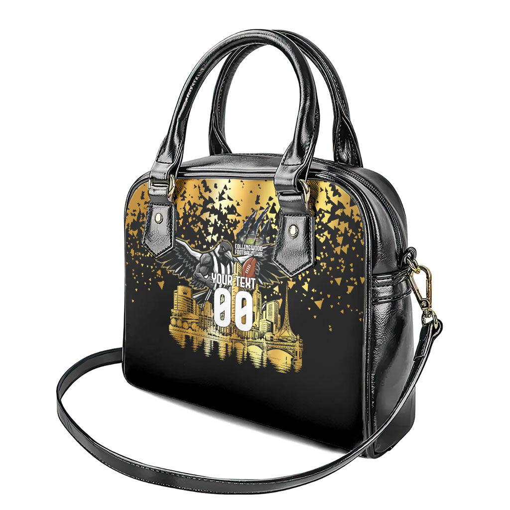 Personalised Collingwood Magpies City Of Football Team Shoulder Handbag Melbourne City Skyline Illustration Sport Fan