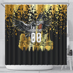 Personalised Collingwood Magpies City Of Football Team Shower Curtain Melbourne City Skyline Illustration Sport Fan