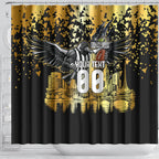 Personalised Collingwood Magpies City Of Football Team Shower Curtain Melbourne City Skyline Illustration Sport Fan