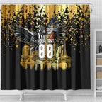 Personalised Collingwood Magpies City Of Football Team Shower Curtain Melbourne City Skyline Illustration Sport Fan