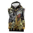 Personalised Collingwood Magpies City Of Football Team Sleeveless Hoodie Melbourne City Skyline Illustration Sport Fan