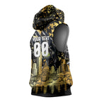 Personalised Collingwood Magpies City Of Football Team Sleeveless Hoodie Melbourne City Skyline Illustration Sport Fan