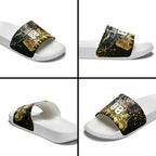 Personalised Collingwood Magpies City Of Football Team Slide Sandals Melbourne City Skyline Illustration Sport Fan