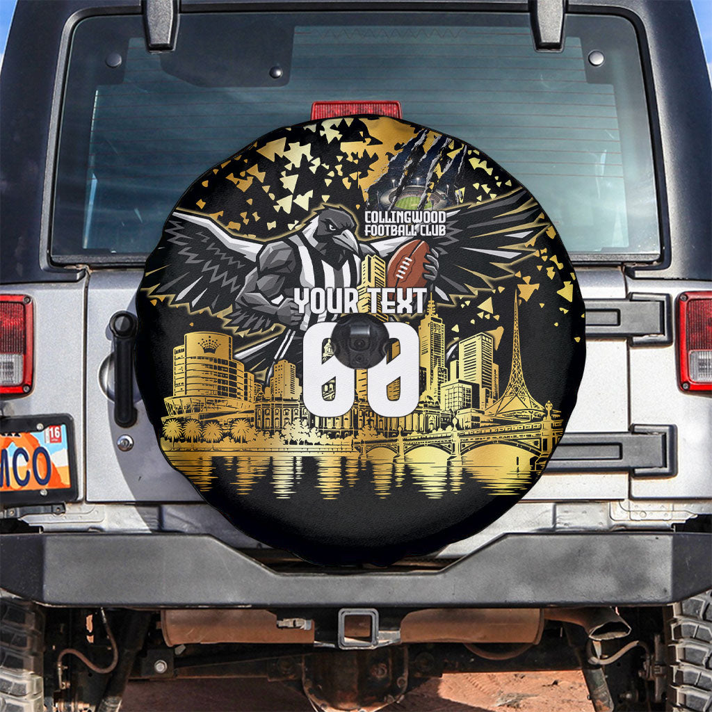Personalised Collingwood Magpies City Of Football Team Spare Tire Cover Melbourne City Skyline Illustration Sport Fan