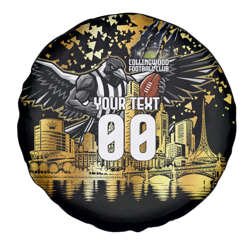 Personalised Collingwood Magpies City Of Football Team Spare Tire Cover Melbourne City Skyline Illustration Sport Fan
