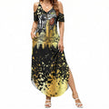 Personalised Collingwood Magpies City Of Football Team Summer Maxi Dress Melbourne City Skyline Illustration Sport Fan