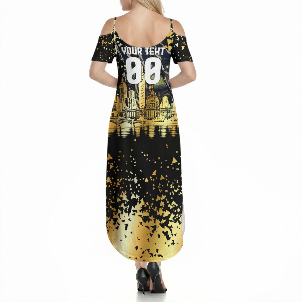 Personalised Collingwood Magpies City Of Football Team Summer Maxi Dress Melbourne City Skyline Illustration Sport Fan