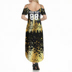 Personalised Collingwood Magpies City Of Football Team Summer Maxi Dress Melbourne City Skyline Illustration Sport Fan
