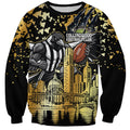 Personalised Collingwood Magpies City Of Football Team Sweatshirt Melbourne City Skyline Illustration Sport Fan